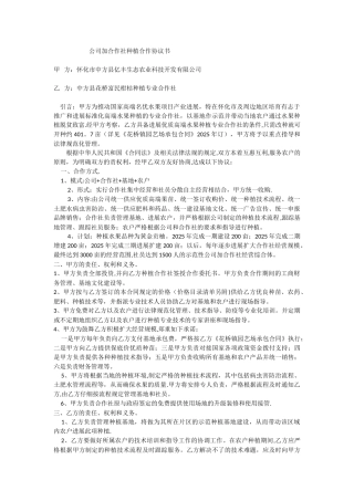 公司+合作社种植合作协议书