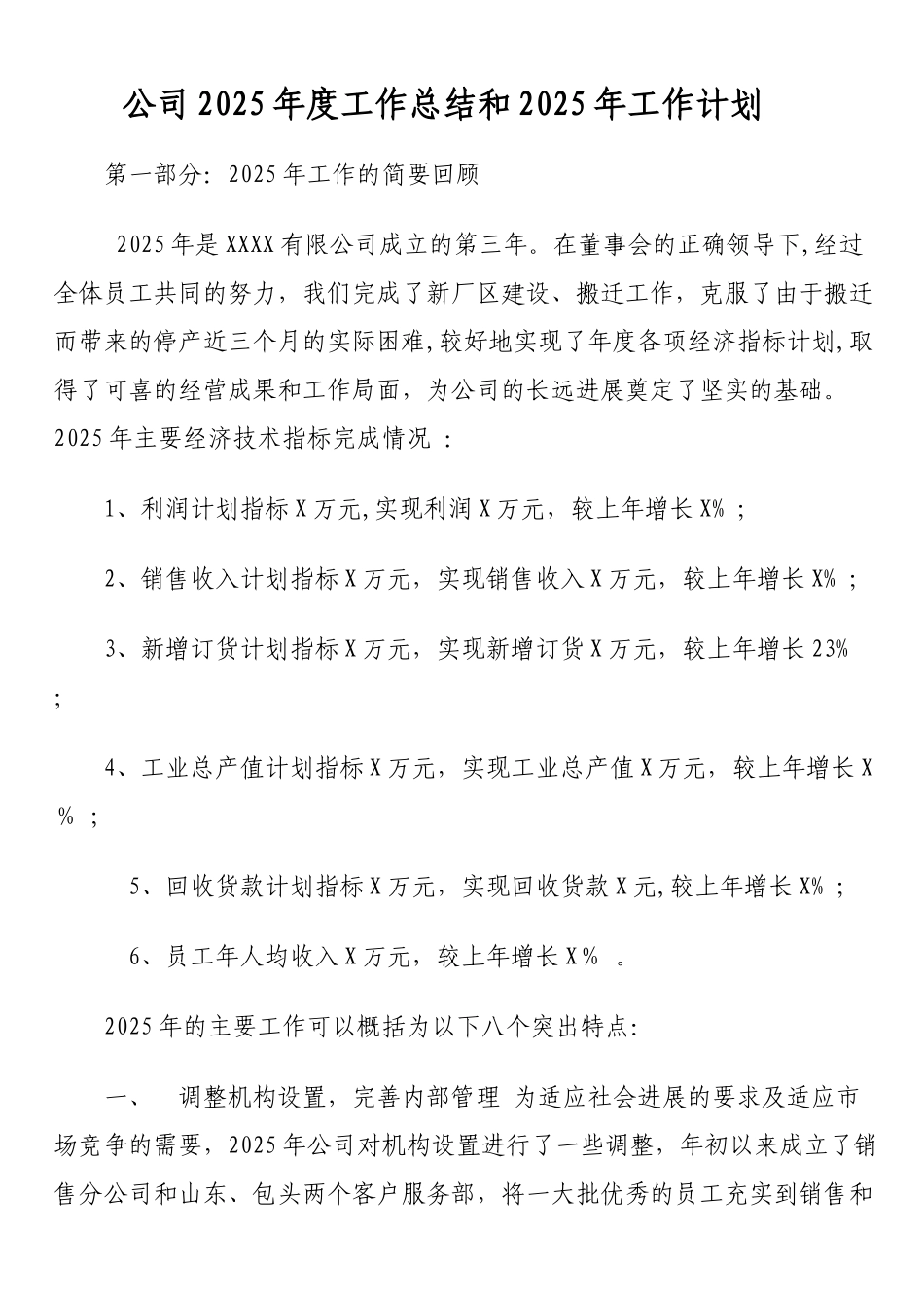 公司2025年度工作总结和2025年工作计划_第1页