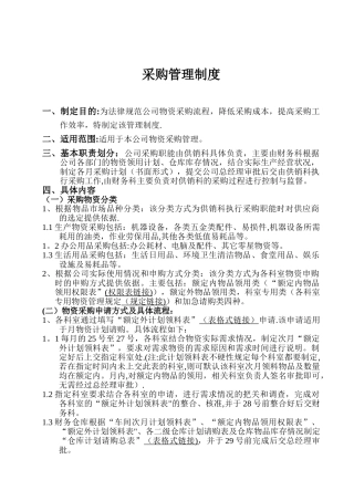 公司、企业采购管理制度流程
