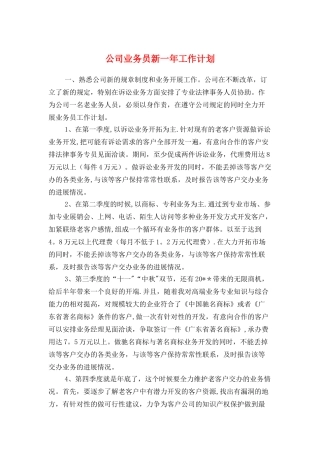 公司业务员新一年工作计划与公司个人工作计划汇编