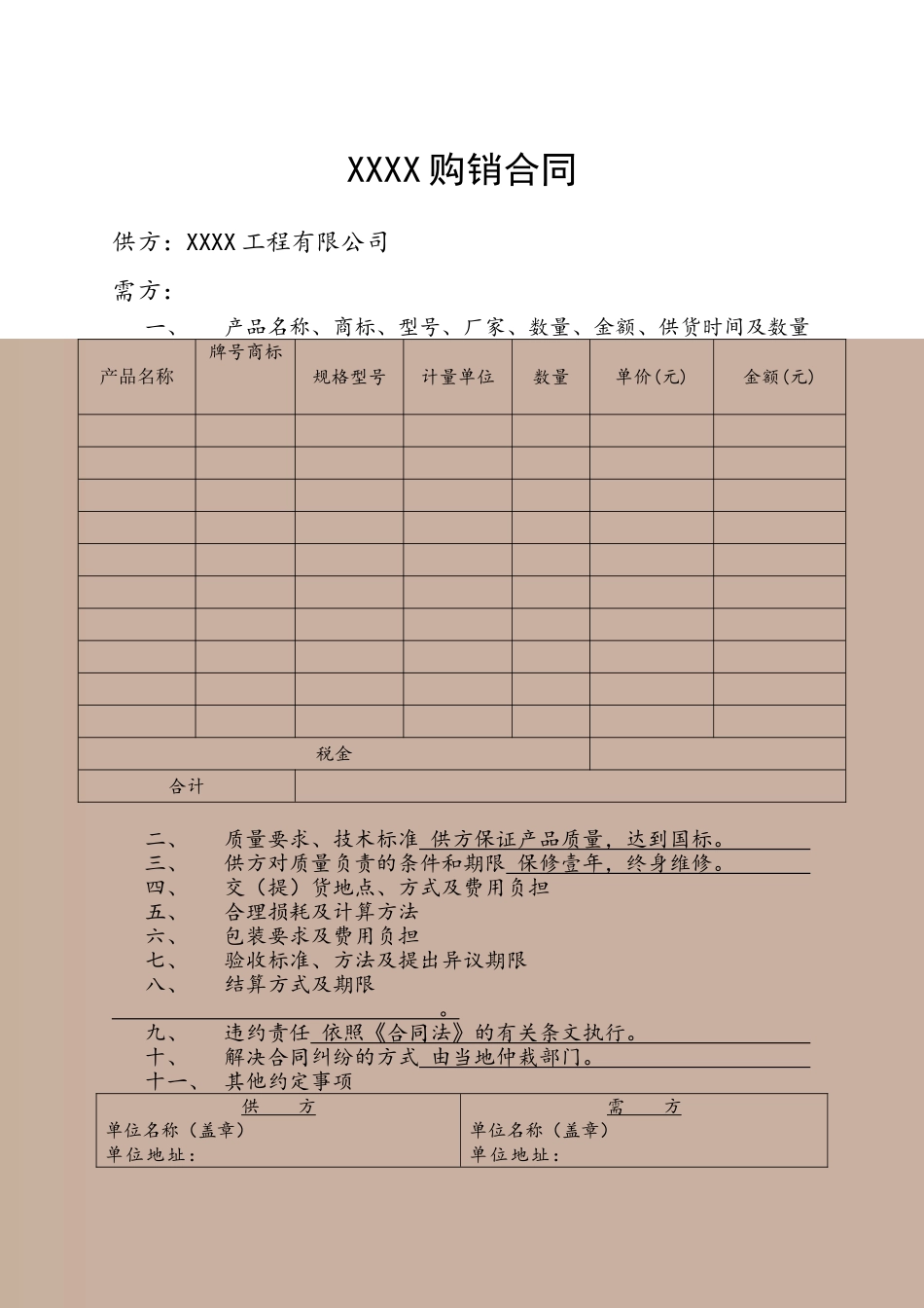 公司产品购销合同模板_第2页