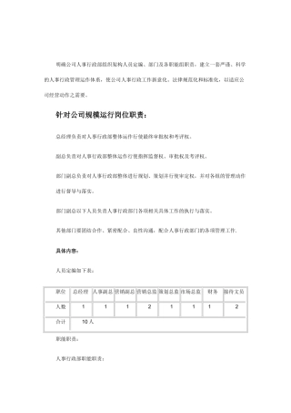 公司人事架构跟管理制度
