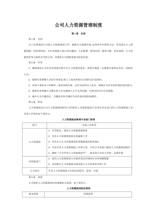 公司人力资源管理制度-