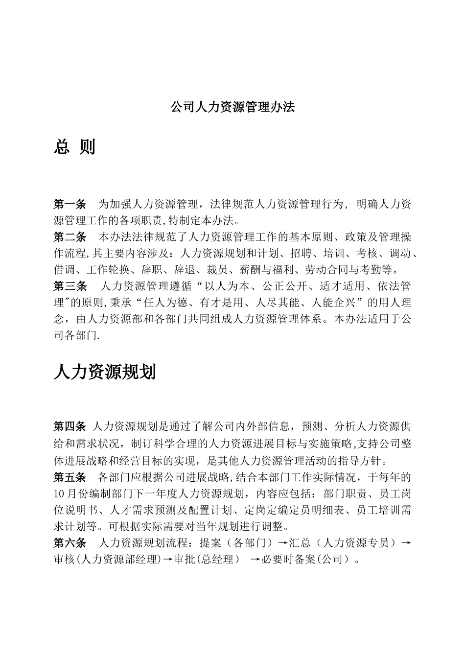 公司人力资源管理办法_第1页