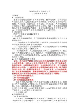 公司人力资源规划方案