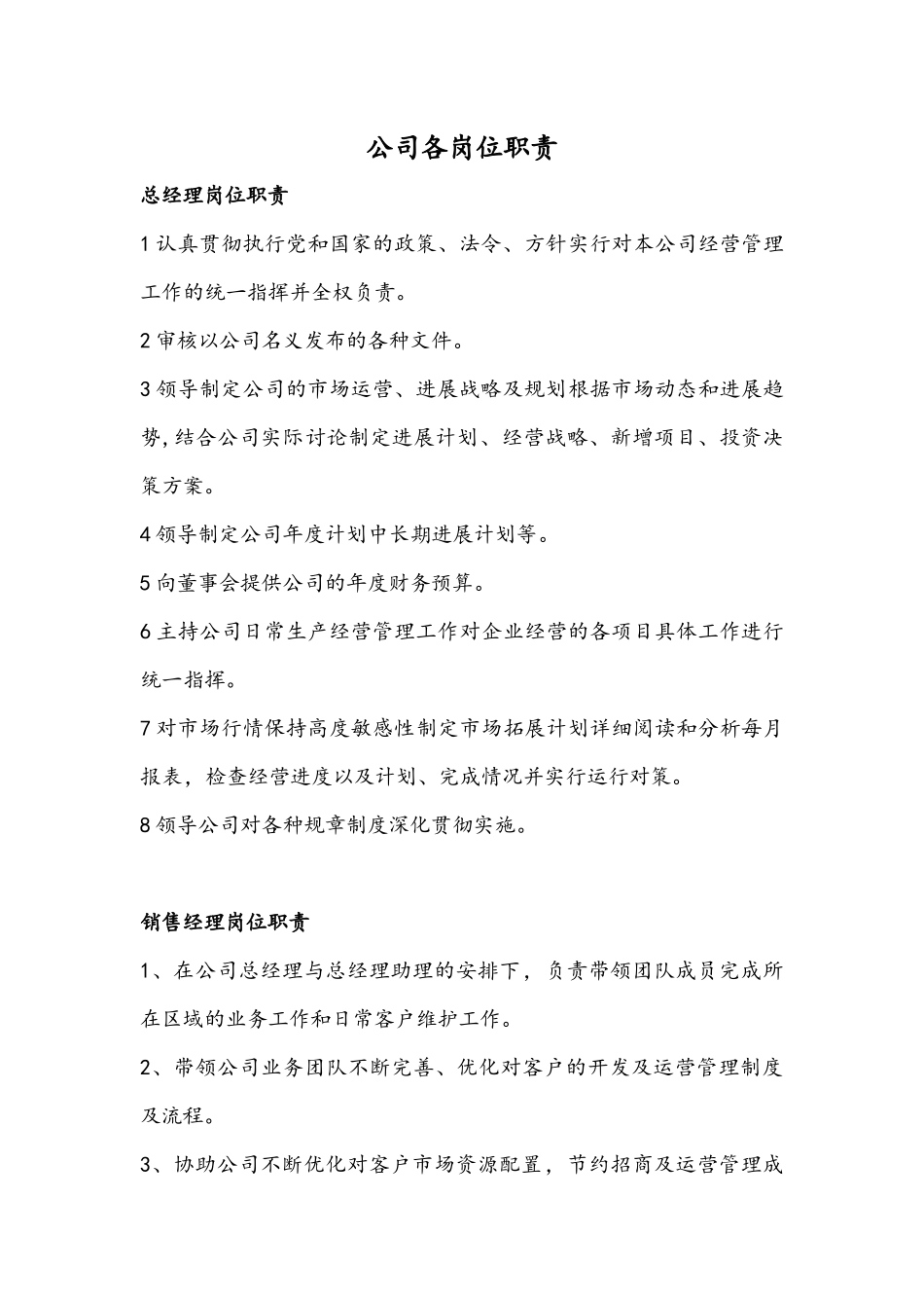 公司人员岗位职责_第1页