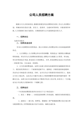 公司人员招聘方案06192