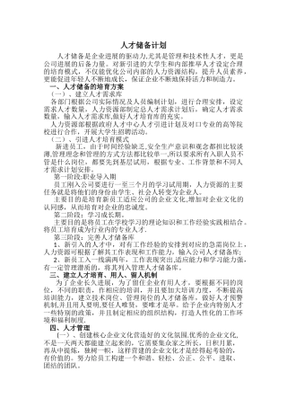 公司人才储备计划