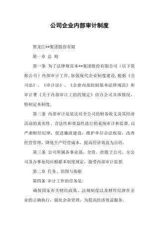 公司企业内部审计制度