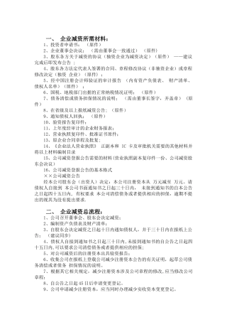 公司企业减资流程