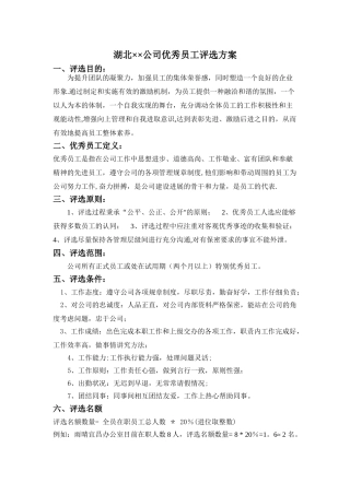 公司优秀员工评选方案10514