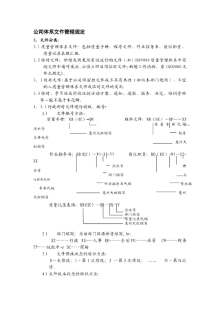 公司体系文件管理规定