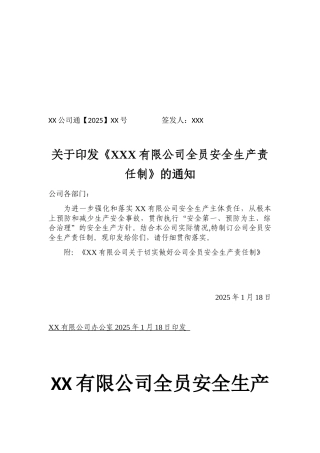 公司全员安全生产责任制1