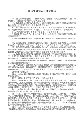 公司入股注意事项