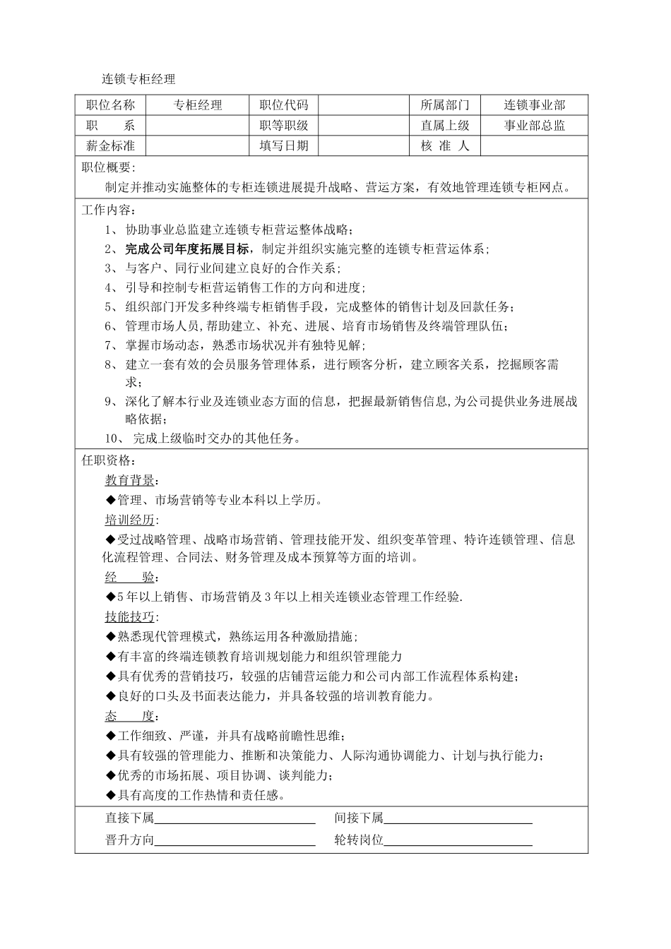 公司全套人员职位说明书DOC_第2页