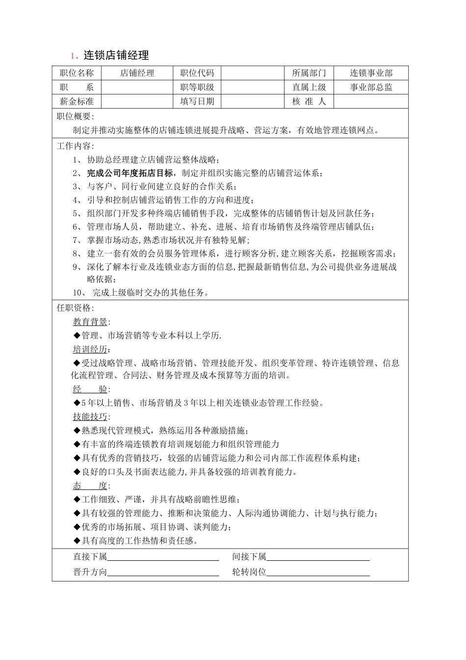 公司全套人员职位说明书DOC_第3页