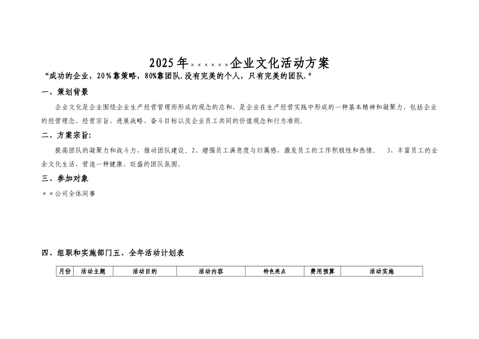 公司全年活动方案。_第1页