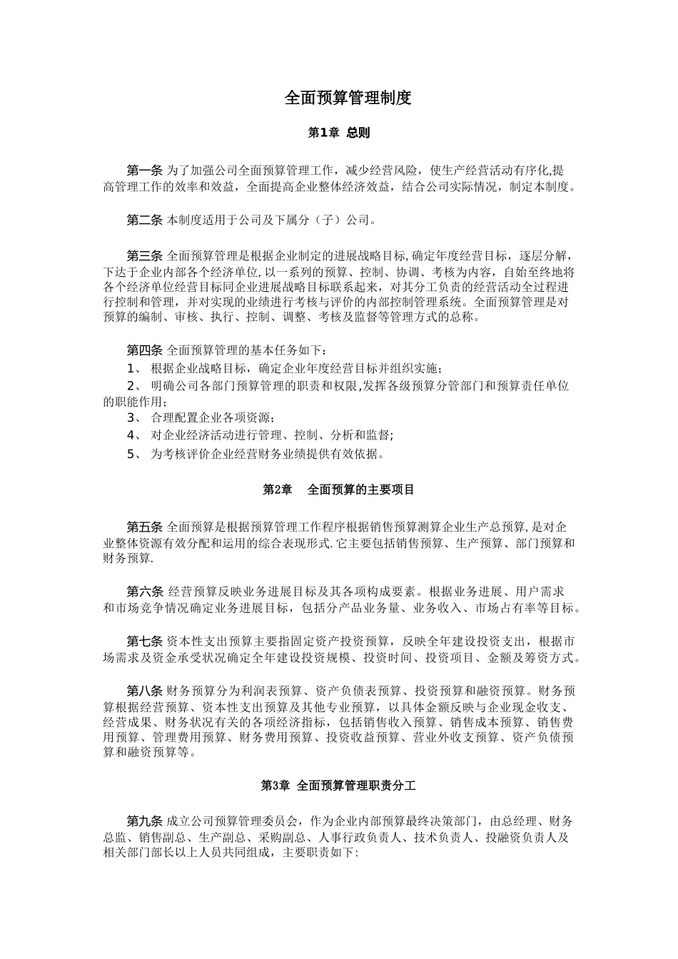 公司全面预算管理制度_第1页