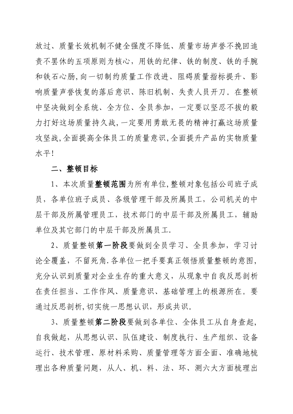 公司全面质量整顿工作推动方案_第2页