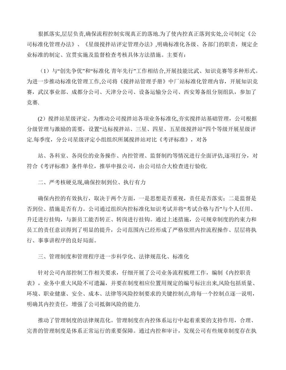 公司内部控制制度建设及执行的效率和效果工作总结讲解_第2页