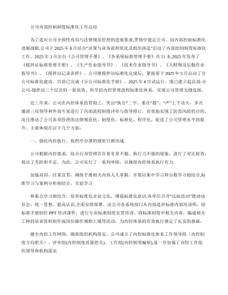 公司内部控制制度建设及执行的效率和效果工作总结讲解