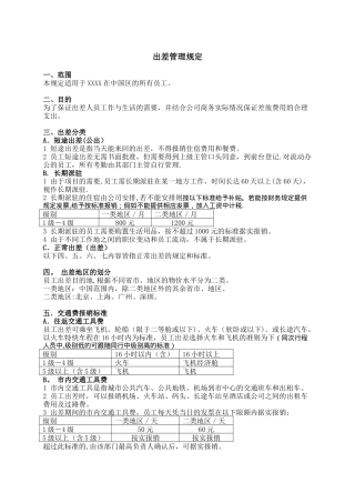 公司出差管理规定