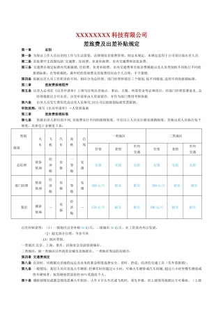 公司出差补贴规定