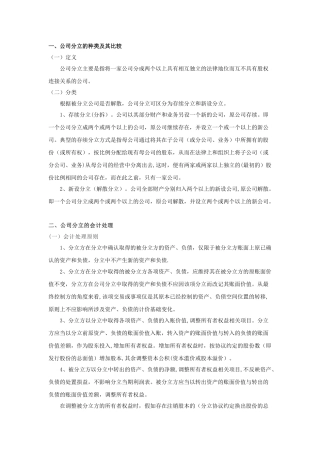 公司分立会计处理方法
