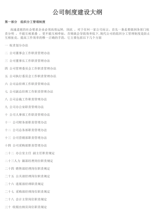 公司制度建设大纲
