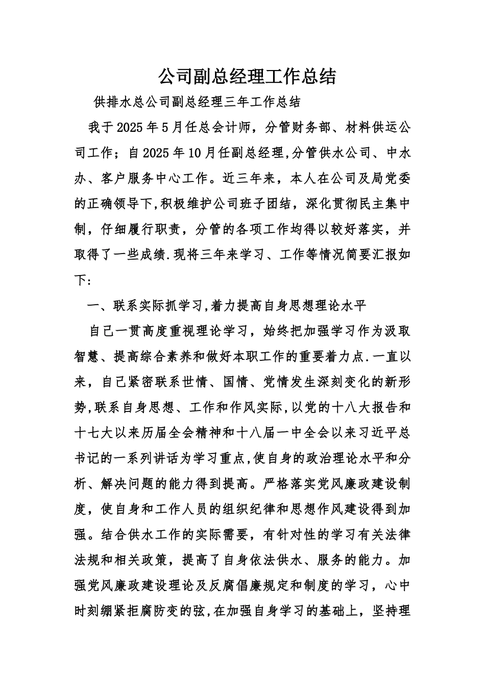 公司副总经理工作总结_第1页