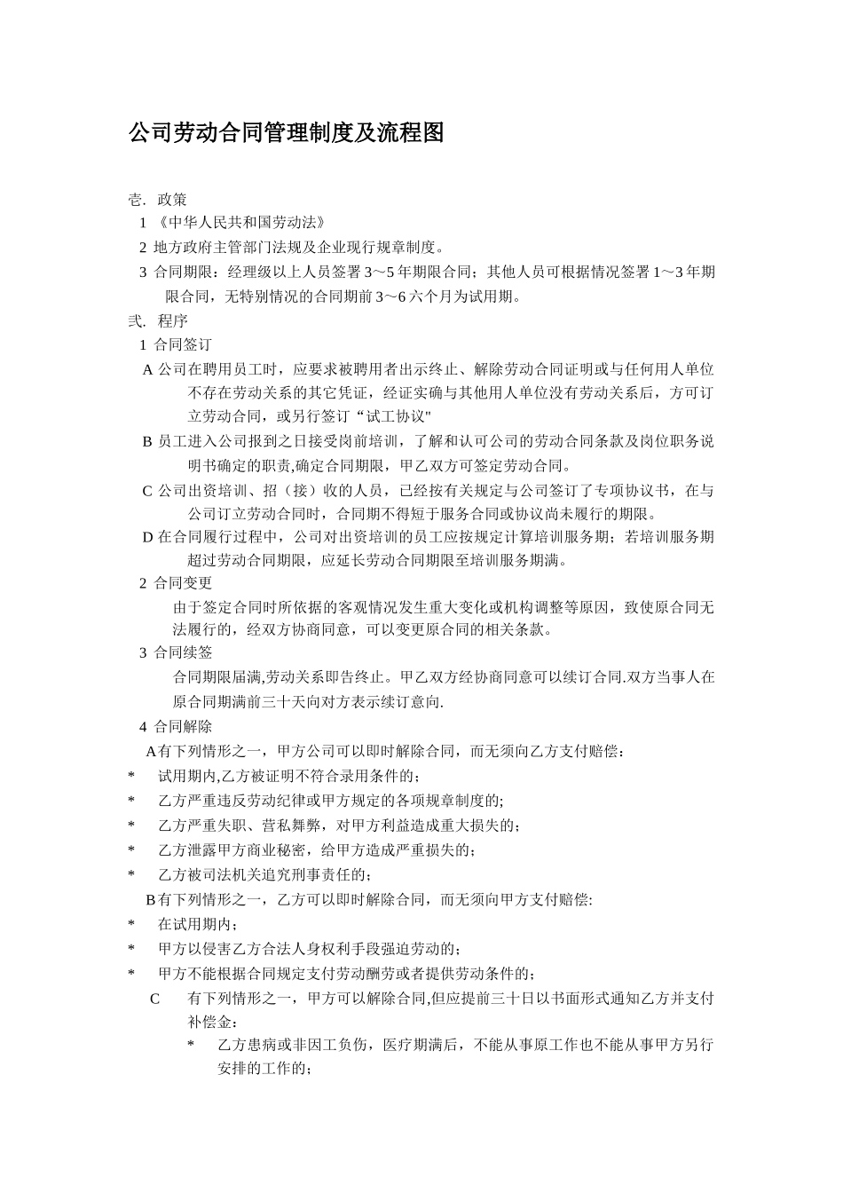 公司劳动合同管理制度及流程图_第1页