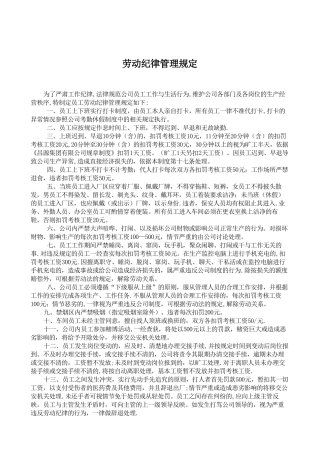 公司劳动纪律管理规定