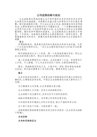 公司发展战略与规划