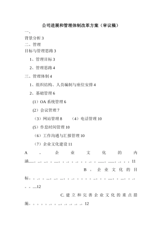 公司发展和管理体制改革方案