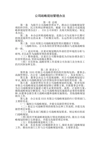 公司发展战略规划管理办法