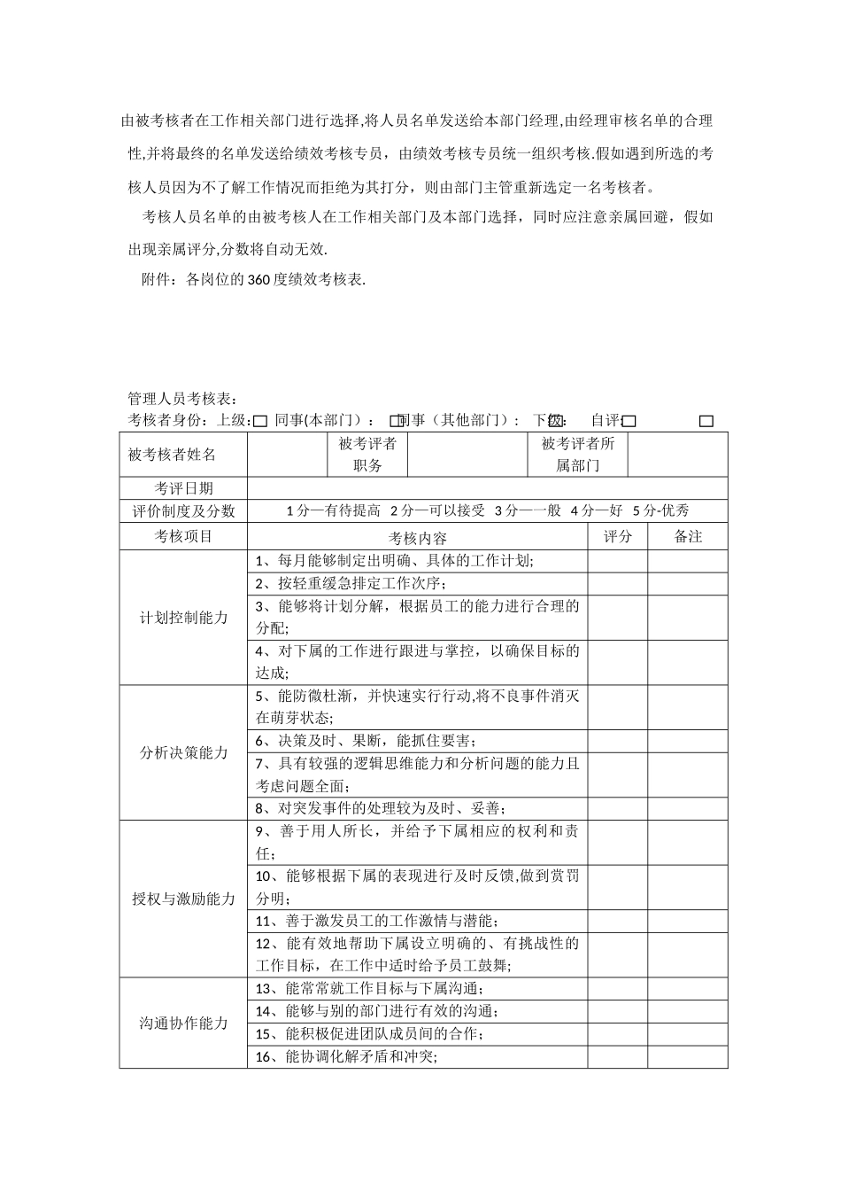 公司各个岗位360度考核表_第3页
