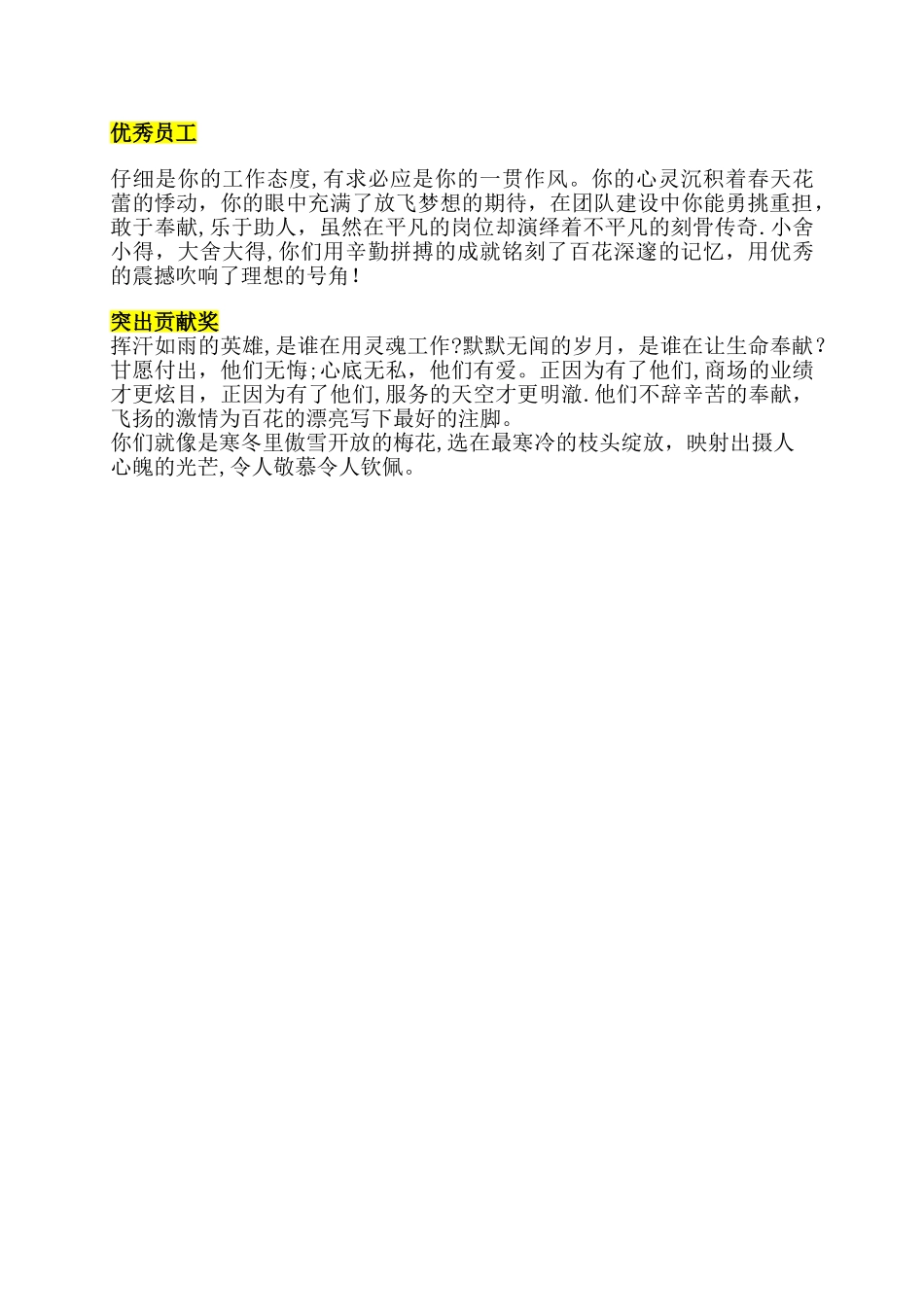 公司各奖项颁奖词_第2页