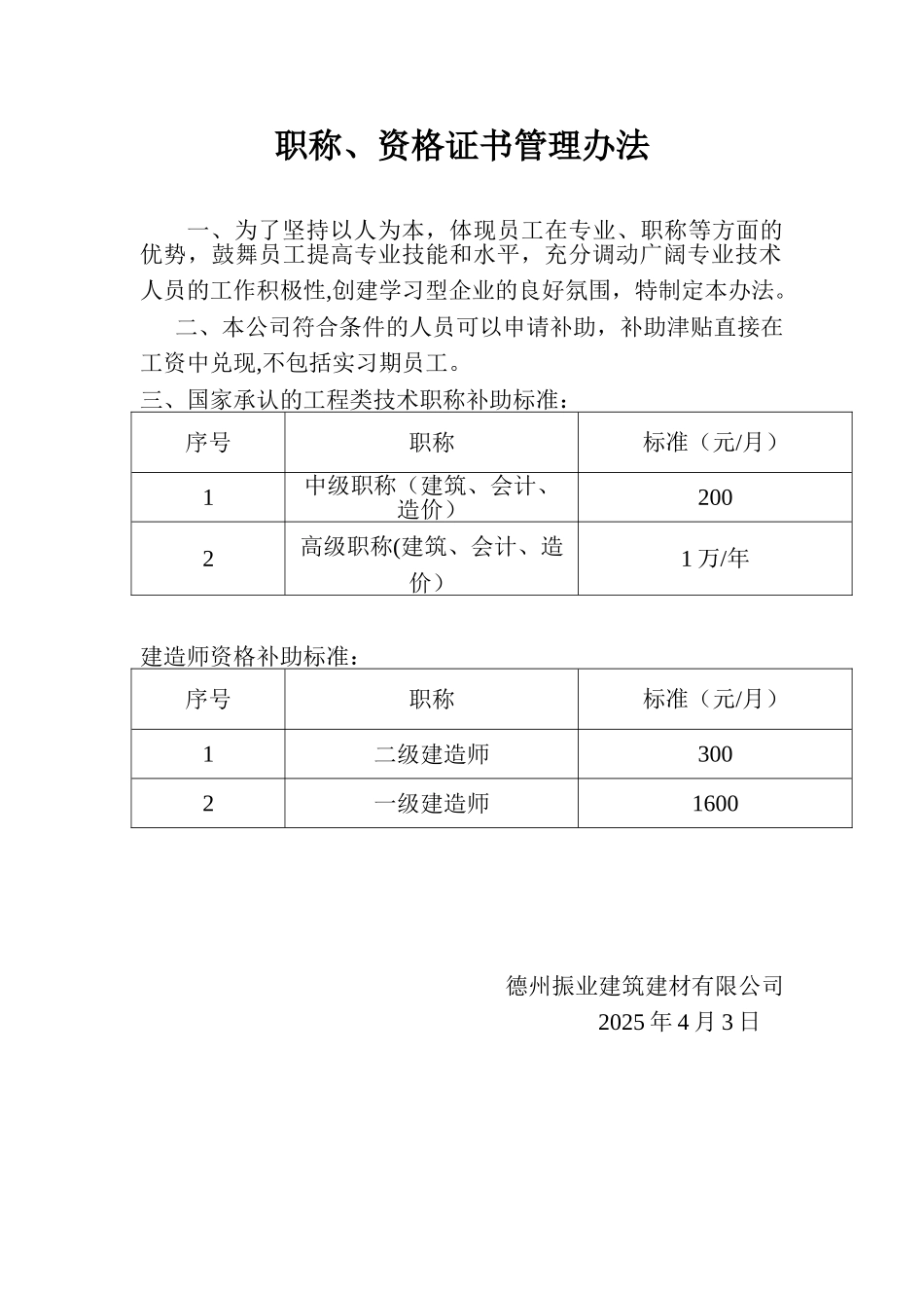 公司各种证件补助的规定_第1页