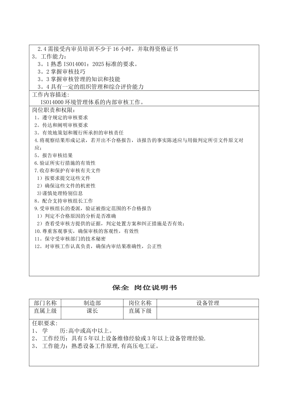 公司各类岗位说明书0_第3页