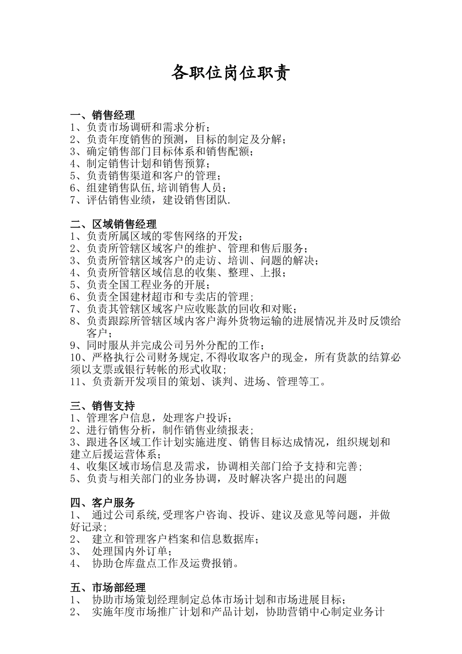 公司各职位岗位职责_第1页