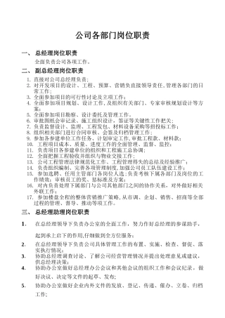 公司各部门岗位职责8235324535