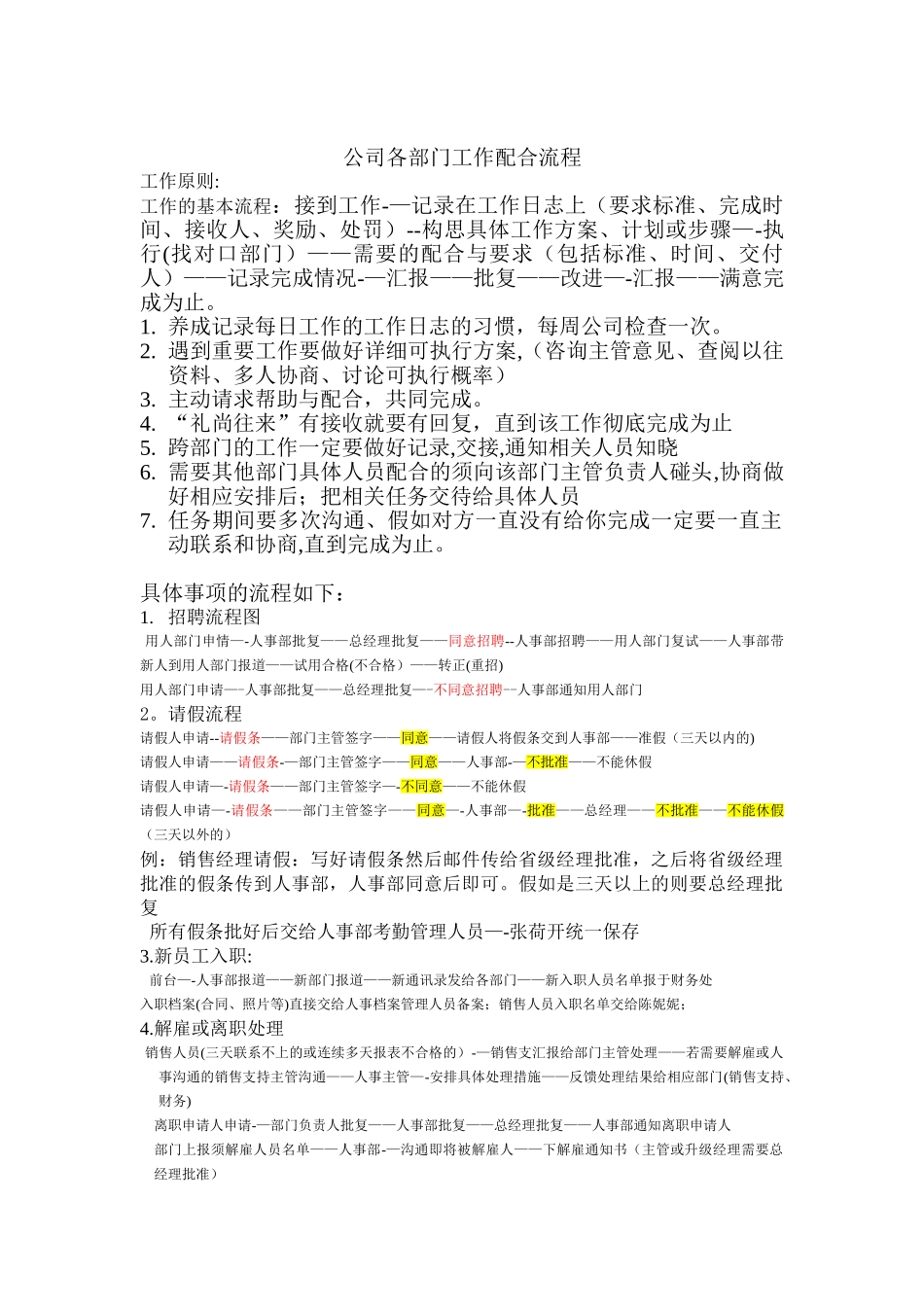 公司各部门工作配合流程_第1页