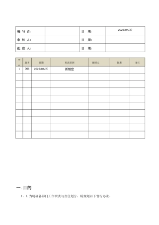 公司各部门责任说明书