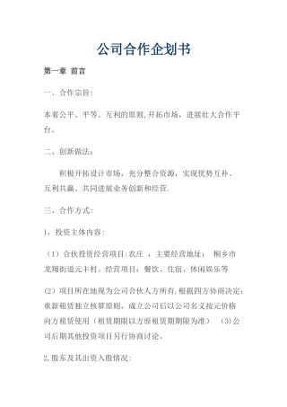 公司合作策划书
