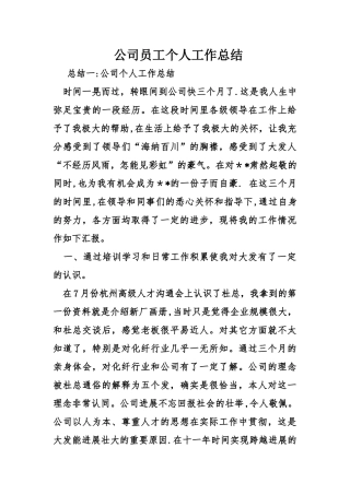 公司员工个人工作总结