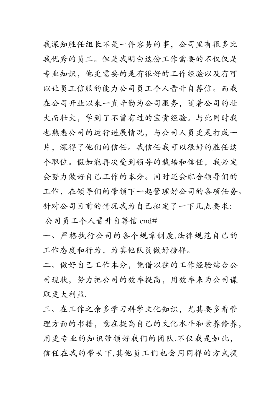 公司员工个人晋升自荐信_第3页