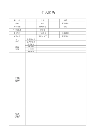 公司员工信息表模板