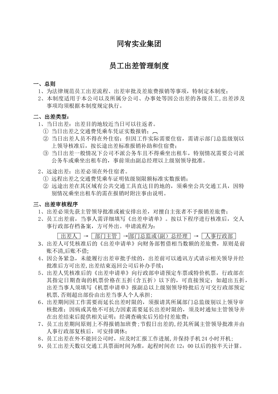 公司员工出差管理制度_第1页