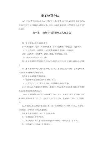 公司员工处罚办法