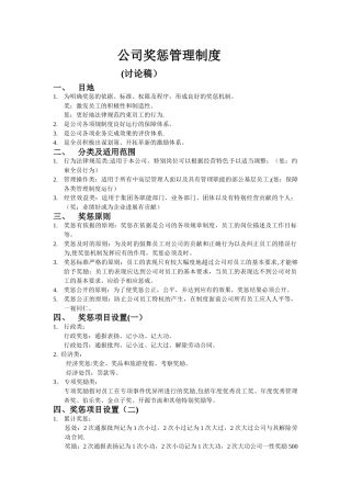 公司员工奖惩制度细则